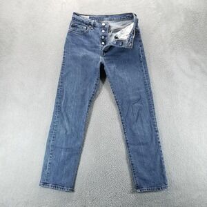 Levis 501 Jeans Womens 27 Blue Straight Button Fly Medium Wash Comfort